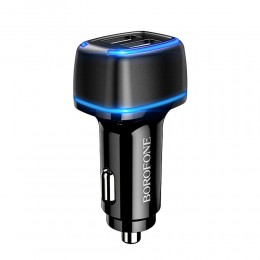 Блок питания автомобильный 2 USB Borofone BZ14, Max, 2400mA, цвет: чёрный
