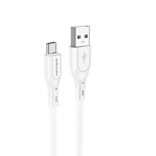 Кабель USB - Type-C Borofone BX66 Wide, 1.0м, круглый, 5,0А, силикон, PD, цвет: белый