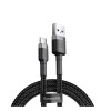 Кабель USB - Type-C Baseus Cafule, 0.5м, круглый, 3.0A, нейлон, цвет: черный, серая вставка