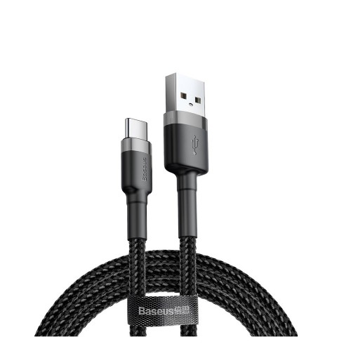 Кабель USB - Type-C Baseus Cafule, 0.5м, круглый, 3.0A, нейлон, цвет: черный, серая вставка