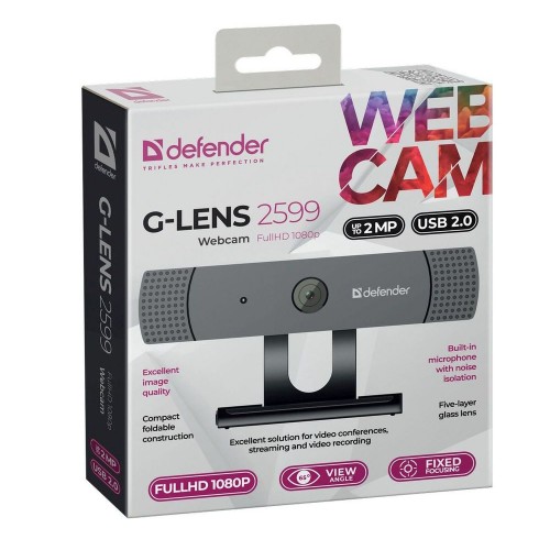 Веб-камера Defender G-lens 2599 с микрофоном 1920x1080 черная
