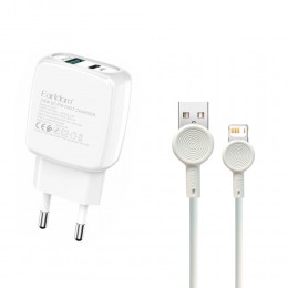 Блок питания сетевой 1 USB, Type-C Earldom ES-EU21, 3400mA, 20Вт, QC3.0, PD, кабель  8 pin, цвет: белый