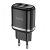 Блок питания сетевой 2 USB HOCO N4, Aspiring, 2400mA, кабель 8 pin, цвет: чёрный