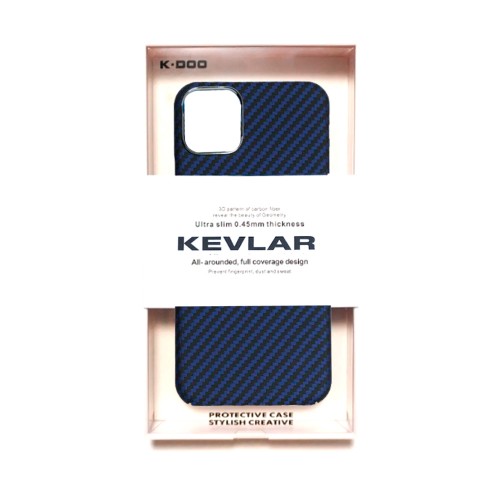 Накладка задняя K-Doo для APPLE iPhone 14 Pro, Kevlar, под карбон, цвет: синий