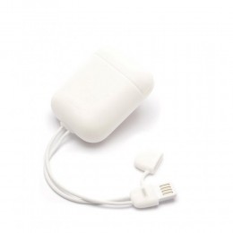 Чехол силиконовый Remax для APPLE Airpods, RC-A6, кабель USB, цвет: белый
