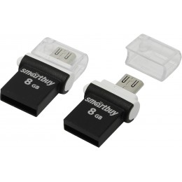 Флеш-накопитель 8Gb SmartBuy, пластик, micro USB, OTG POKO series, чёрный