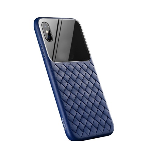 Чехол силиконовый Baseus для APPLE iPhone XS MAX, Glass & Weaving, цвет: синий