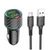 Блок питания автомобильный 2 USB Borofone BZ21A, Brilliant, 36Вт, PD/ QC/ FCP/ AFC, кабель USB - микро USB, 1.0м, цвет: чёрный