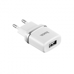 Блок питания сетевой 1 USB HOCO C11, 1000mA, кабель 8 pin, цвет: белый