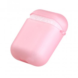 Чехол силиконовый без бренда для APPLE Airpods, New TPU, с карабином, цвет: серебро
