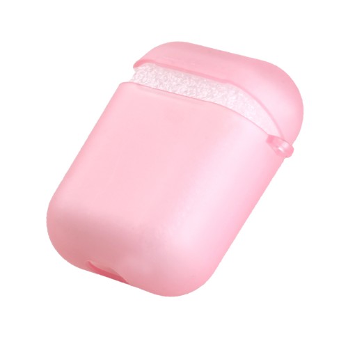 Чехол силиконовый для Apple Airpods, TPU, серебро, с карабином
