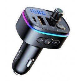 FM-трансмиттер Earldom, ET-M62, Bluetooth, 2 USB, Type-C, пластик, микрофон, кнопка ответа, цвет: чёрный