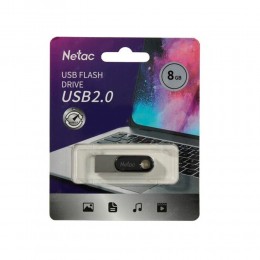 Флеш-накопитель 8Gb Netac U278, USB 2.0, пластик, серебряный, чёрная вставка