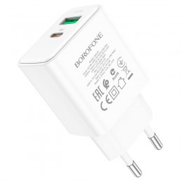 Блок питания сетевой 1 USB, Type-C Borofone BA67A, 3000mA, 20Вт, QC3.0, PD3.0, цвет: белый