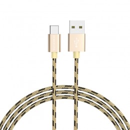 Кабель USB - Type-C Borofone BX24 Ring, 1.0м, круглый, 3.0A, нейлон, цвет: золотой