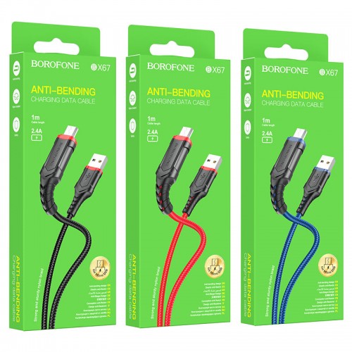 Кабель USB - микро USB Borofone BX67, 1.0м, 2.4A, цвет: красный