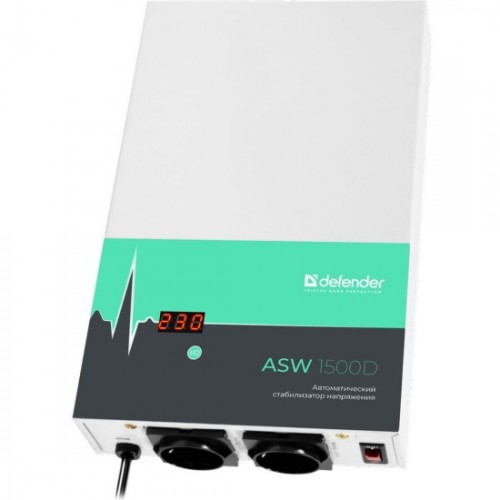Стабилизатор напряжения Defender ASW 1500D, 900Вт, 2 розетки
