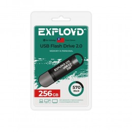 Флеш-накопитель 256Gb Exployd 570, USB 2.0, пластик, чёрный