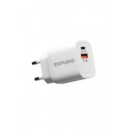 Блок питания сетевой 1 USB, Type-C Exployd EX-Z-1128, RASH, 3.0A, PD20W, цвет: белый