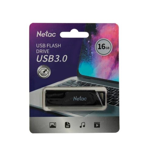 Флеш-накопитель 16Gb Netac U336, USB 3.0, пластик, защита от вирусов, чёрный