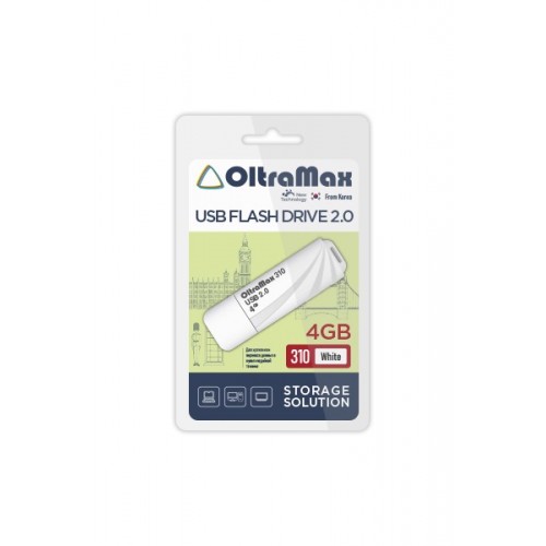 Флеш-накопитель 4Gb OltraMax 310, USB 2.0, пластик, белый