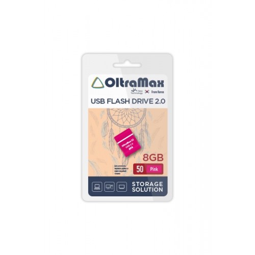 Флеш-накопитель 8Gb OltraMax Drive 50 Mini, USB 2.0, пластик, розовый