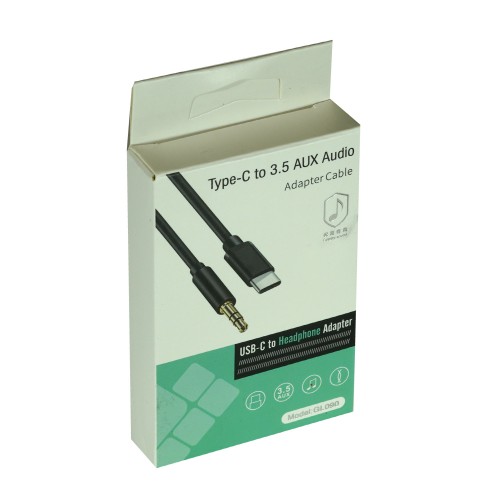 Переходник Type-C на Jack 3,5mm, 1м, плетёный, чёрный
