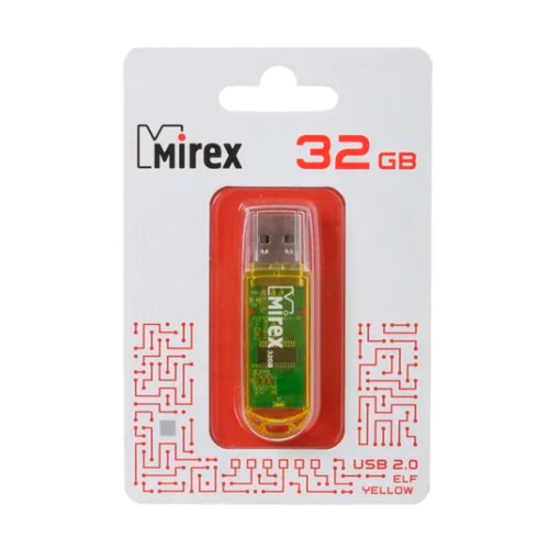 Флеш-накопитель 32Gb Mirex ELF, USB 2.0, пластик, жёлтый