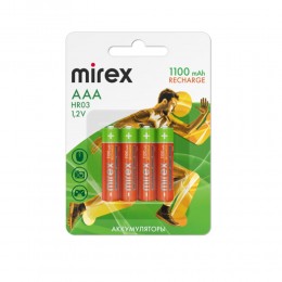 Аккумулятор AAA Mirex, HR03-2BL, Recharge, 1100mAh, (2/20/100)