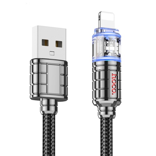 Кабель USB - 8 pin HOCO U122 Discovery edition, 1.2м, 2.4A, цвет: чёрный