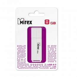 Флеш-накопитель 8Gb Mirex LINE, USB 2.0, пластик, белый