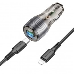 Блок питания автомобильный USB, Type-C Borofone BZ30, Absolute, QC3.0, PD 30Вт, кабель Type-C-Type-C, 1,0 м, цвет: черный