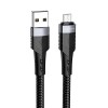 Кабель USB - микро USB Borofone BU35, 1.2м, круглый, 2.4A, нейлон, цвет: чёрный