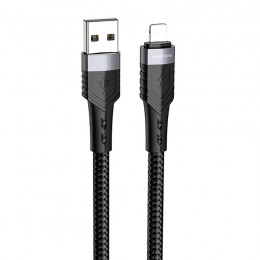 Кабель USB - 8 pin Borofone BU35, 1.2м, круглый, 2.4A, нейлон, цвет: чёрный