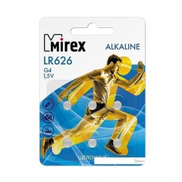 Батарейка Mirex AG1-LR621-6BL Alkaline, 1.5B, (6/216/648)