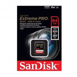 Карта памяти SDXC 64Gb SanDisk, Extreme Pro, Class10, UHS-II U3 300Mb/s V90