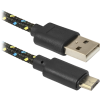 Кабель 1 USB - микро USB Defender USB08-03T, 1.0м, 2.1A, цвет: чёрный