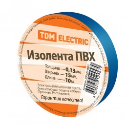 Изолента TDM, 0,13*15мм, 10.0м, цвет: синий