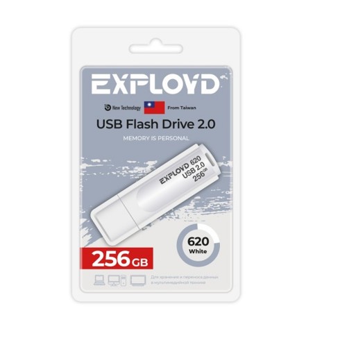 Флеш-накопитель 256Gb Exployd 620, USB 2.0, пластик, белый