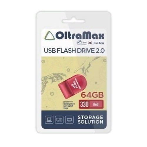 Флеш-накопитель 64Gb OltraMax 330, USB 2.0, пластик, красный