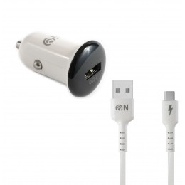 Блок питания автомобильный 1 USB FaisON A-26, Lap, 3000mA, 18Вт, QC3.0, кабель Type-C, цвет: белый, чёрная вставка
