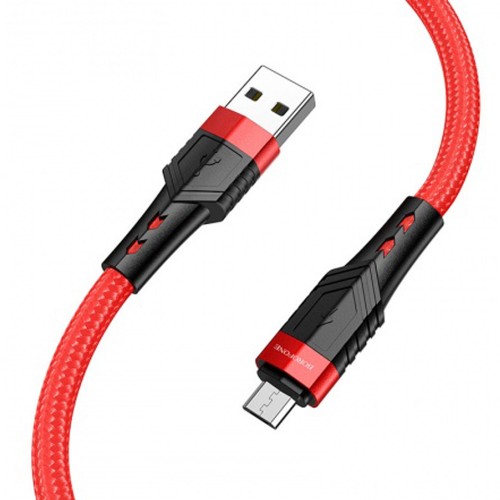 Кабель USB - микро USB Borofone BU35, 1.2м, круглый, 2.4A, нейлон, цвет: красный