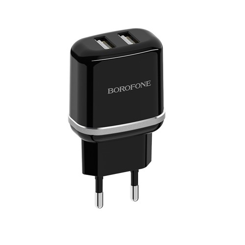 Блок питания Borofone BA25A 2 USB, 2400mA, чёрный
