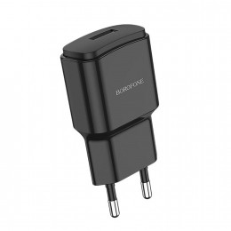Блок питания сетевой 1 USB Borofone BA48A, Orion, цвет: чёрный

