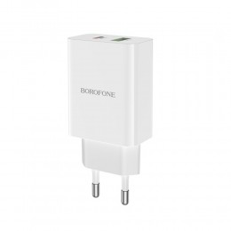 Блок питания сетевой 1 USB, Type-C Borofone BA56A, Lavida, 3000mA, 20Вт, QC3.0, PD3.0, цвет: белый
