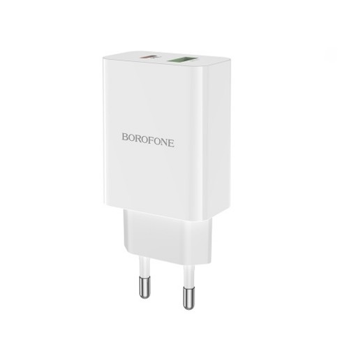 Блок питания Borofone BA56A 1 USB, Type-C, 20Вт, QC3.0, белый
