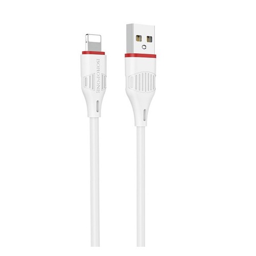 Кабель USB - 8 pin Borofone BX17 Enjoy, 1.0м, круглый, 2.4A, силикон, цвет: белый