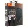 Блок питания сетевой 2 USB FaisON C-18, Tornado, 2400mA, кабель 8 pin, 1.0 м, цвет: чёрный