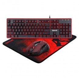 Набор клавиатура+мышь проводной Defender, Redragon, S107, мембранная, мультимедийная, цвет: чёрный
