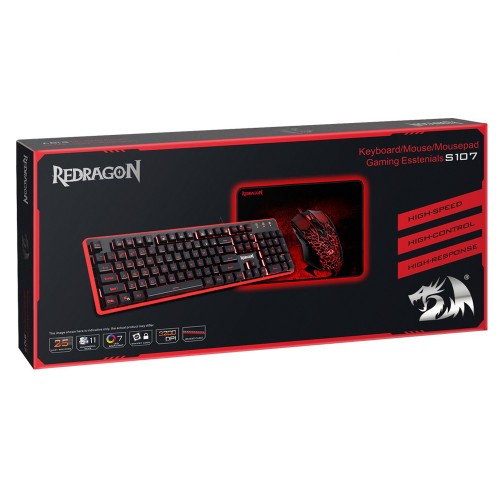 Клавиатура и мышь Defender Redragon S107, черный, мультимедийный набор
